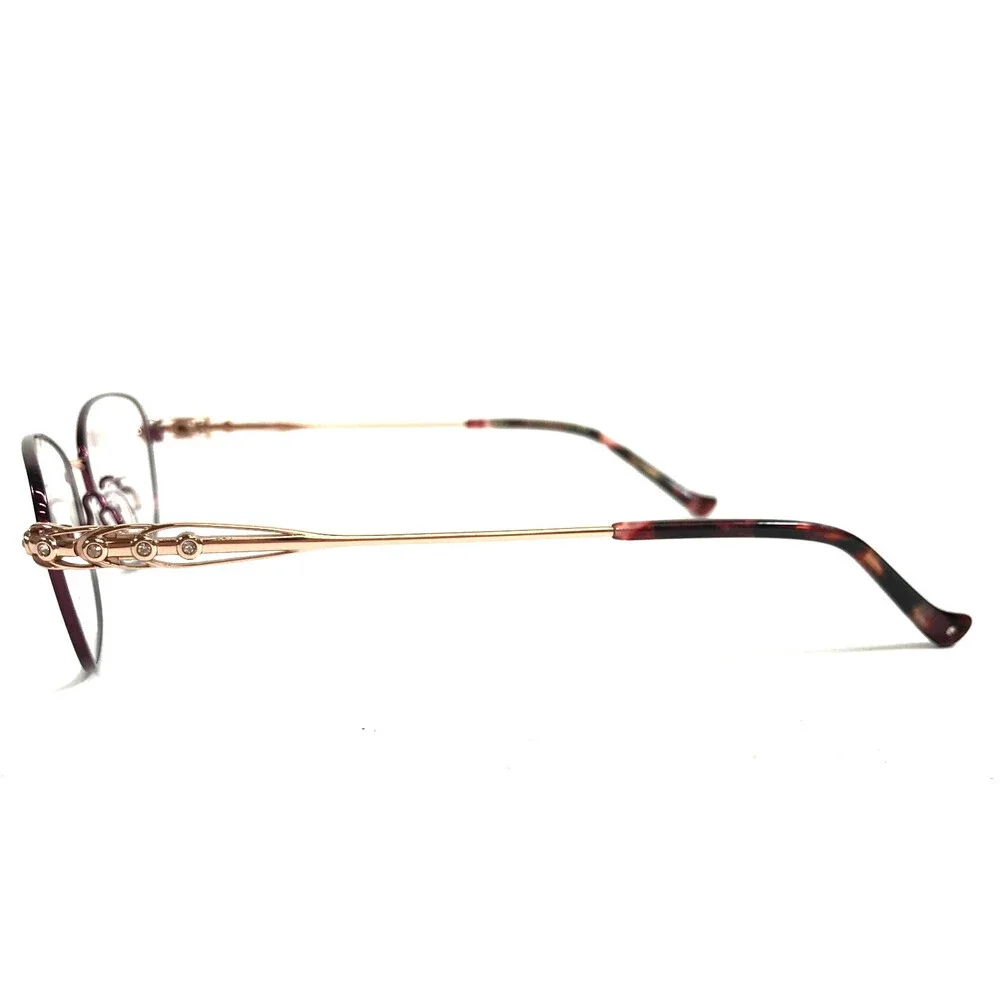 Tura Eyeglasses Frames R587 EGG Eggplant Purple Rose Gold Crystals 54-17-145